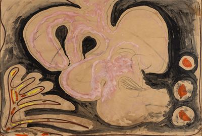 Senza titolo (tempera su carta applicata su tavola, 1953)