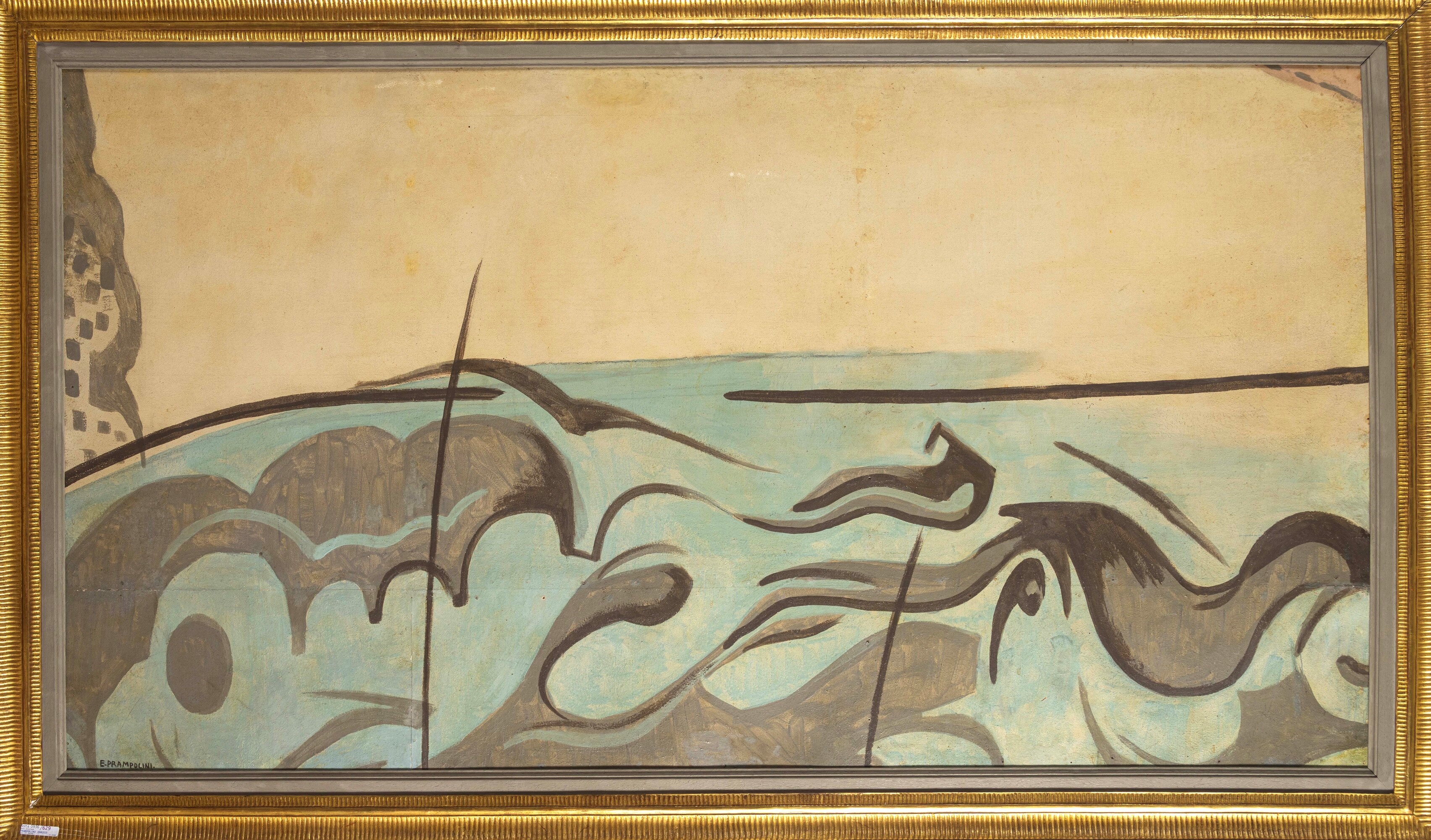 Enrico Prampolini - Marina, olio su tavola