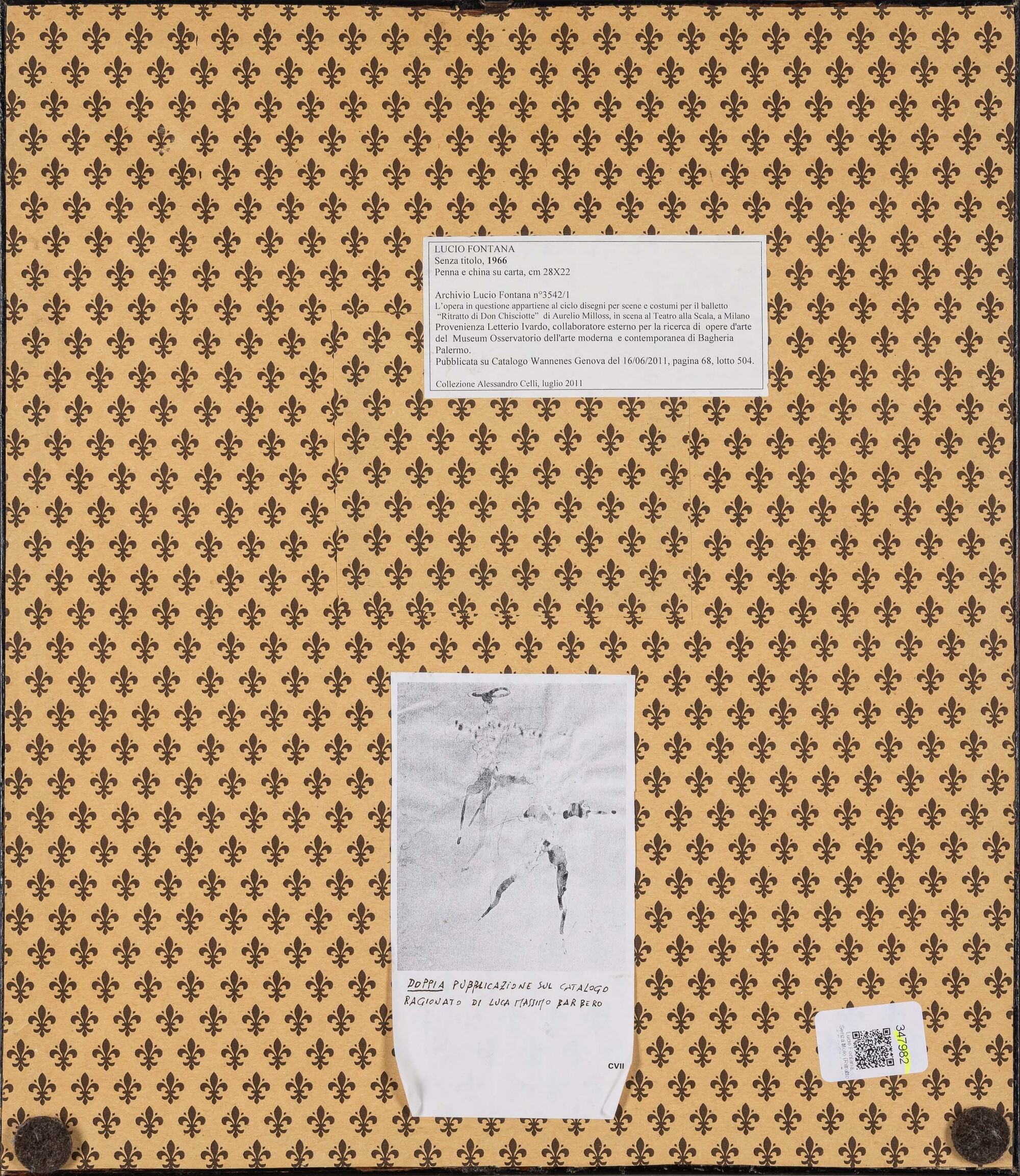 Lucio Fontana - Ritratto di Don Chisciotte, penna e china su carta