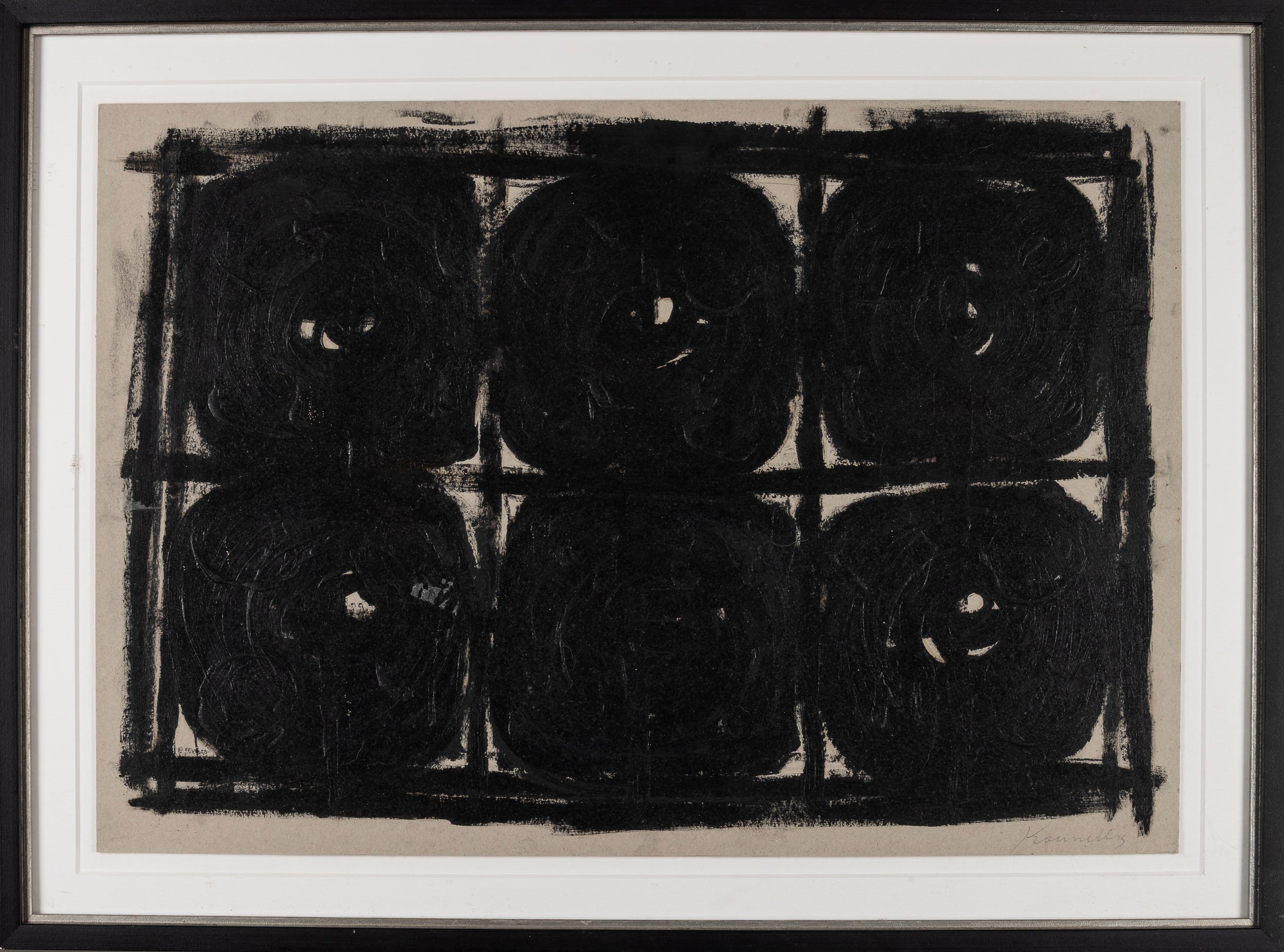 Jannis Kounellis - Senza titolo (1999), catrame su cartone