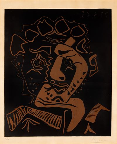 Le Danseur (Tete d’histrion), linoleografia su carta Arches