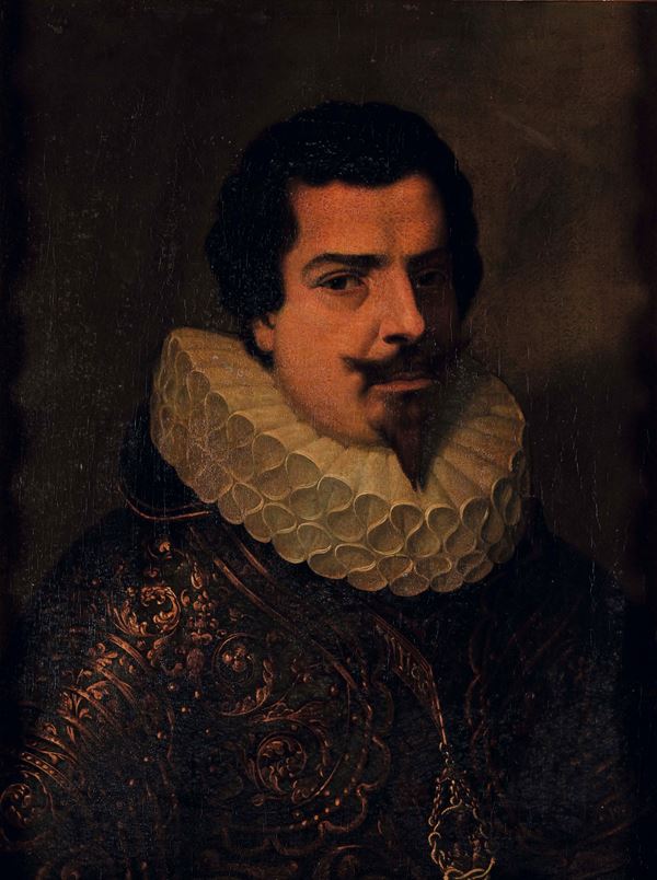 Scuola dell'inizio del XVII secolo Ritratto di un cavaliere dell'ordine della SS. Annunziata