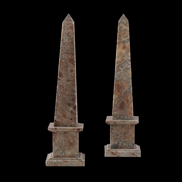 Pair of marble obelisks
