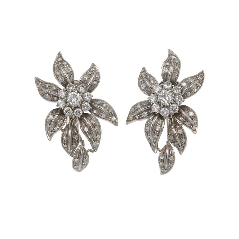 Orecchini con diamanti taglio brillante e huit-huit  - Asta Fine Jewellery - Cambi Casa d'Aste