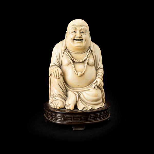 Budai scolpito in avorio, Cina, Dinastia Qing, inizio XX secolo