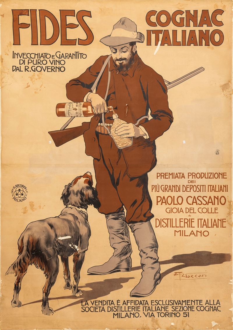 Alfredo Vaccari : Fides - Cognac Italiano  - Auction Vintage Posters and Collectibles - Cambi Casa d'Aste