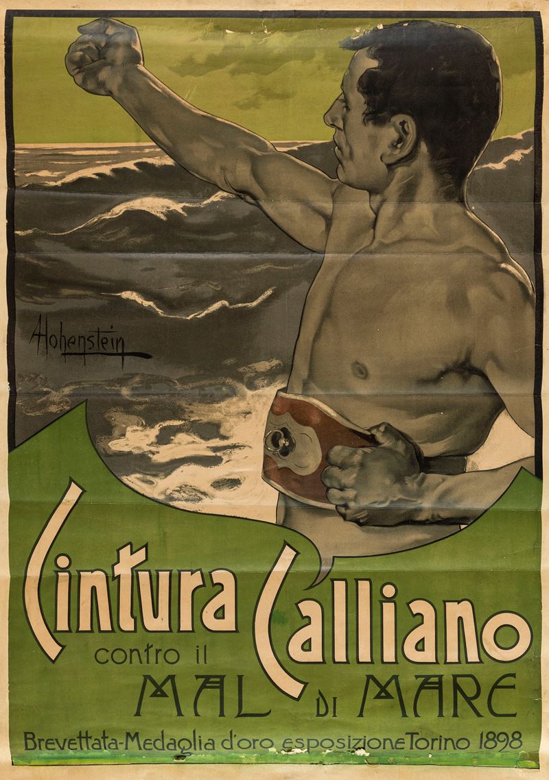Adolf Hohenstein : Cintura Calliano - Contro il Mal di Mare  - Asta Manifesti e Collectibles - Cambi Casa d'Aste