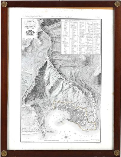 Maina, Giacinto (1772-1860), Pianta della città di Genova, incisione calcografica