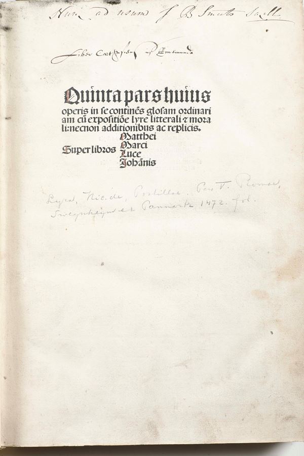 De Lyra, Nicolaus (1270-1349) (Biblia Latina) Quinta pars huius operis... (Basilea, Johann Froben and Johann Petri de Langendorff, 1498)