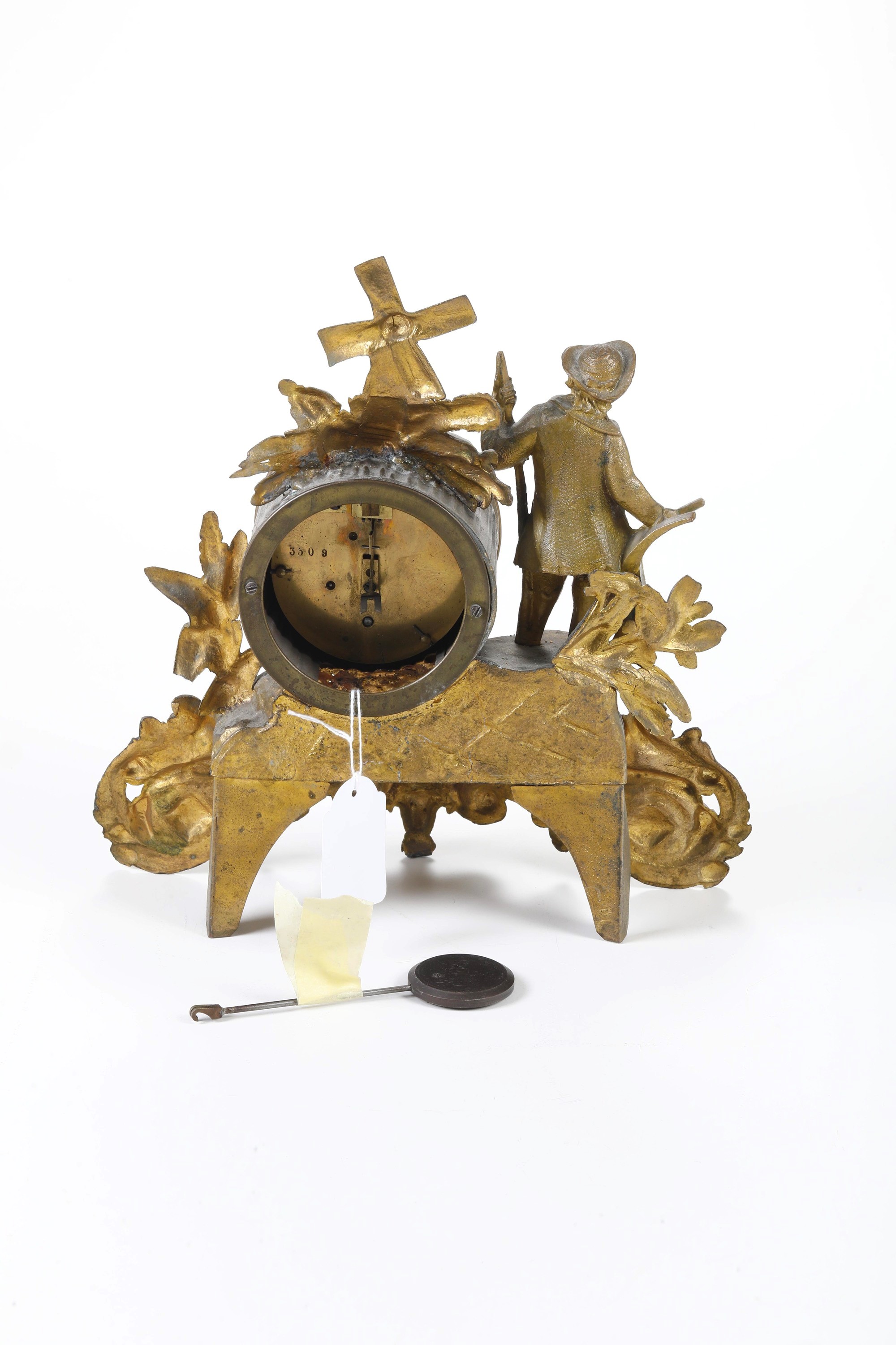 Pendola da tavolo, bronzo dorato, XIX-XX secolo