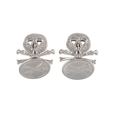 Bottoni da polso in oro bianco 750/1000 con pavé di diamanti