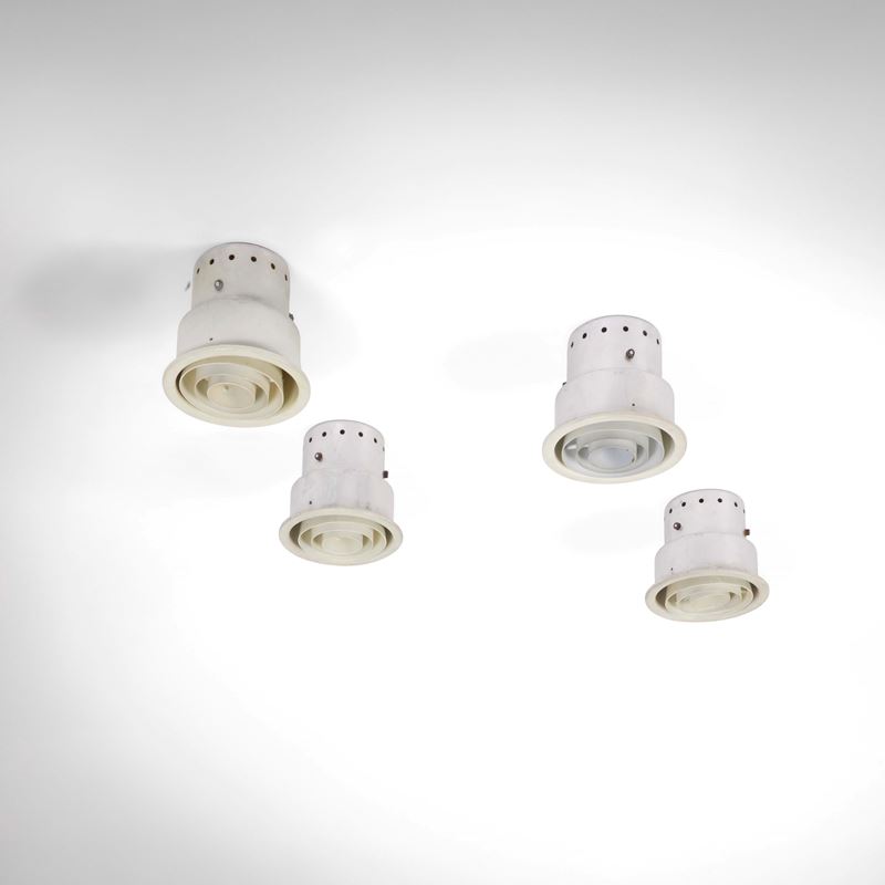 Gino Sarfatti : Quattro faretti da incasso mod. SP/3/r  - Auction Design - Cambi Casa d'Aste