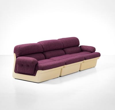 Divano modulare in plastica e tessuto, Italia, circa 1970