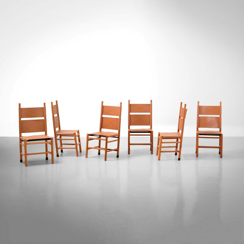 Carlo Scarpa : Sei sedie mod. Kentucky  - Asta Design - Cambi Casa d'Aste