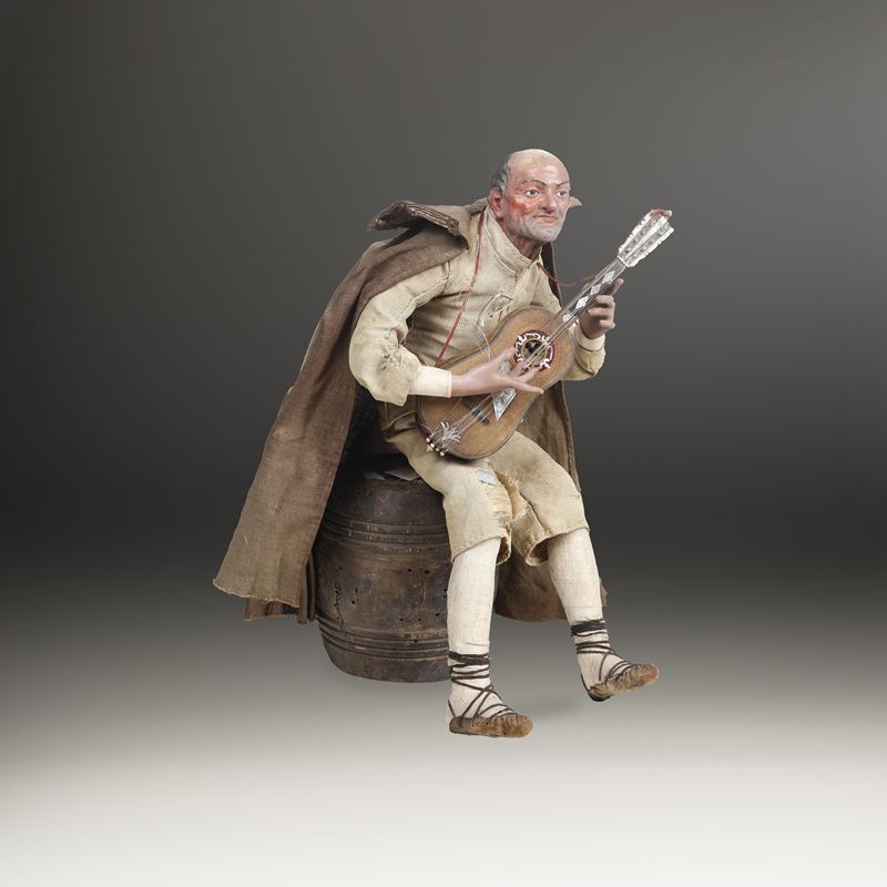 Viandante lucano con chitarra. Arte presepiale napoletana del XIX secolo  - Auction Sculpture and Works of Art - Cambi Casa d'Aste
