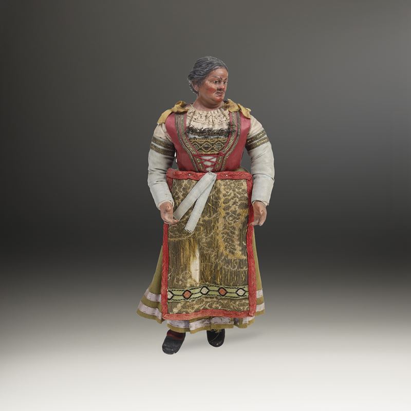 Popolana con grembiule rosso. Arte presepiale napoletana del XIX secolo  - Asta Scultura e Oggetti d'Arte - Cambi Casa d'Aste