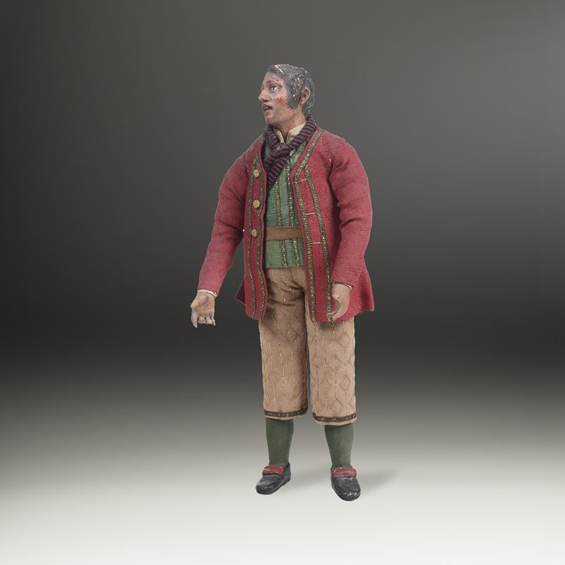 Popolano con giacca rossa e sciarpa a righe. Arte presepiale napoletana del XIX secolo  - Auction Sculpture and Works of Art - Cambi Casa d'Aste