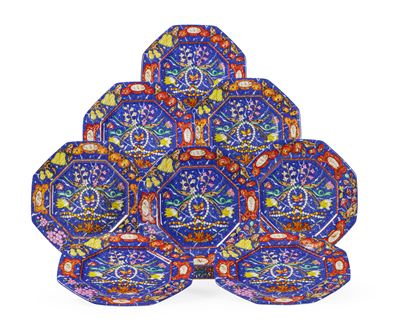 Otto Piatti da Dessert e Tre Segnaposto Hermès "marqueterie De Pierres Dures D'orient Et D’occide...