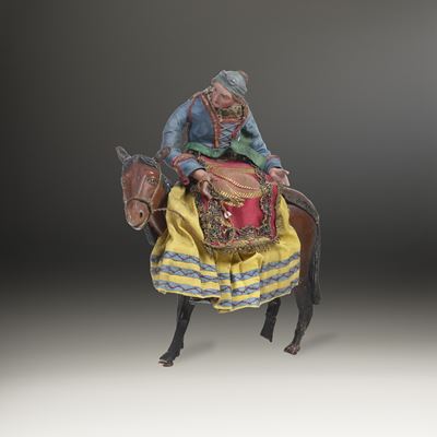 Figura Femminile a Dorso di Cavallo. (la Fuga in Egitto?) Arte Presepiale Genovese del XVIII-XIX ...
