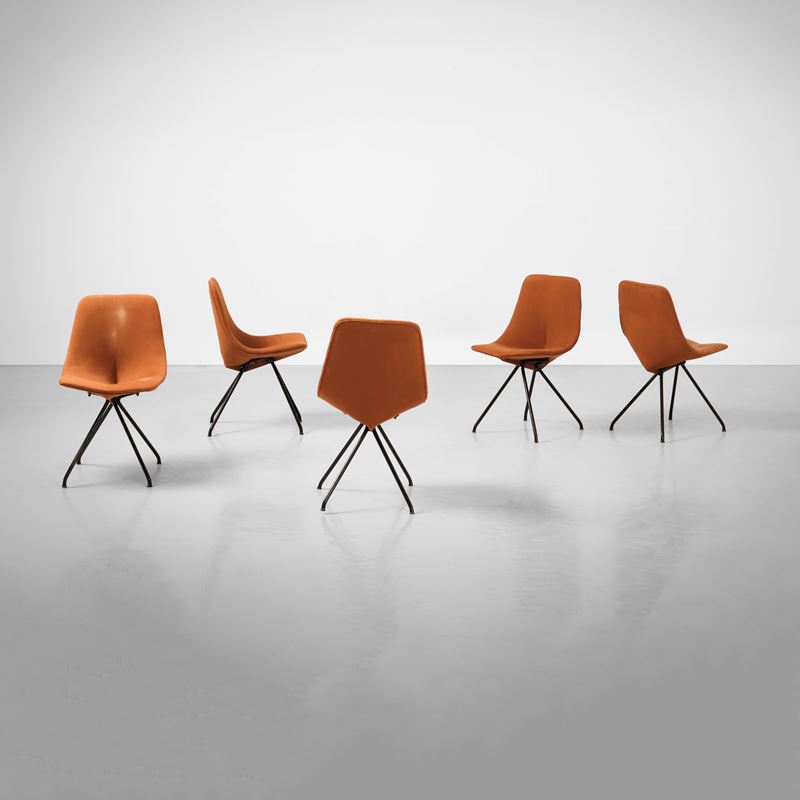 Gastone Rinaldi : Cinque sedie mod. DU30  - Auction Design - Cambi Casa d'Aste