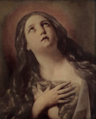 Maddalena penitente, olio su vetro
