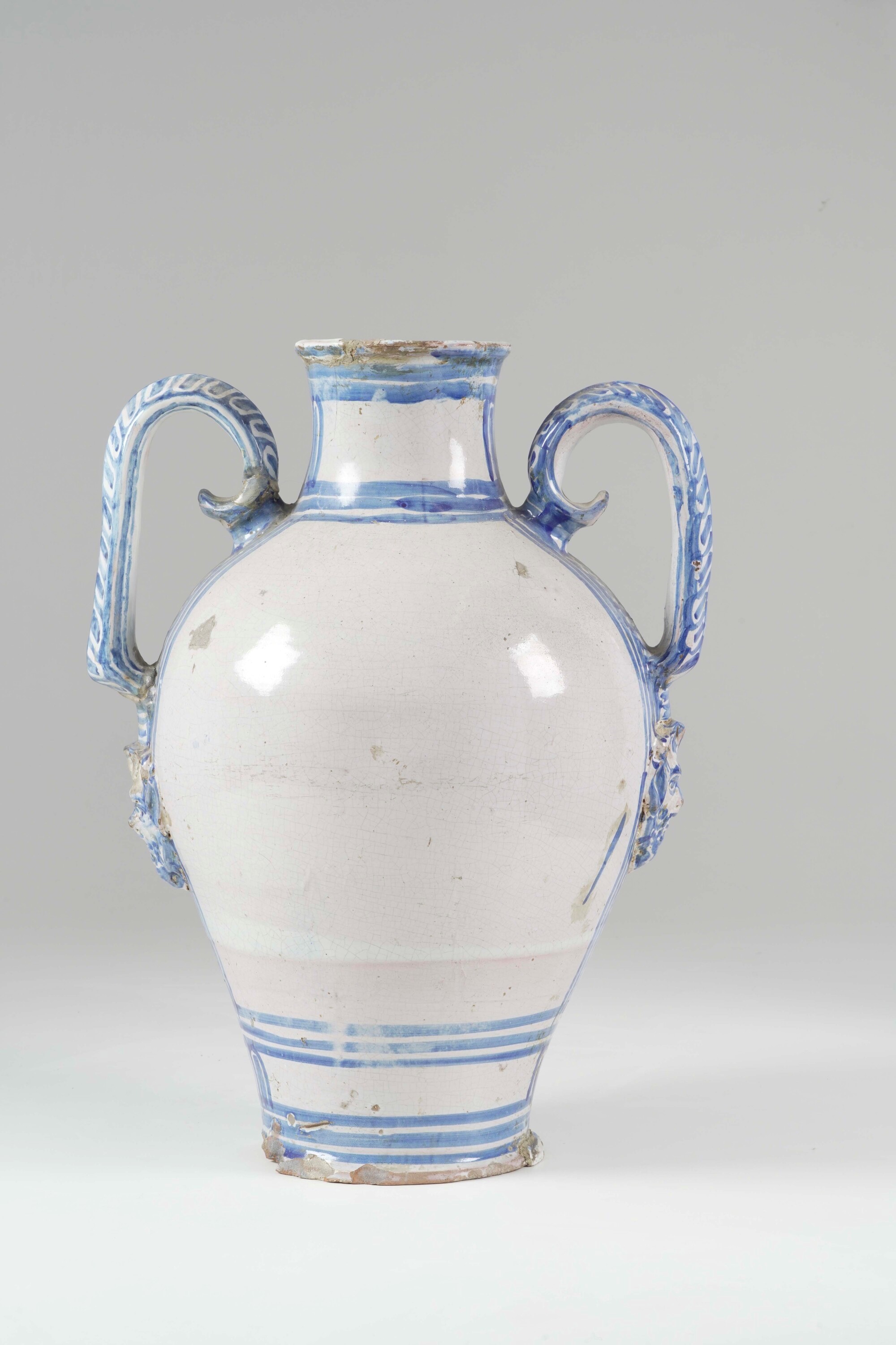 Anfora in maiolica policroma blu di cobalto, Napoli, XX secolo