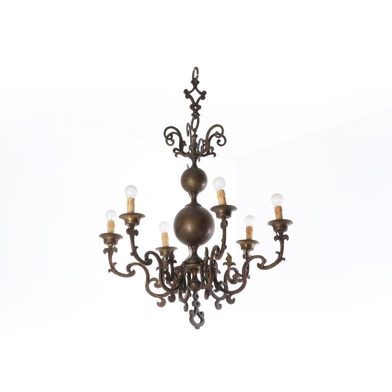 Lampadario in metallo in stile olandese  - Asta Antiquariato - Cambi Casa d'Aste