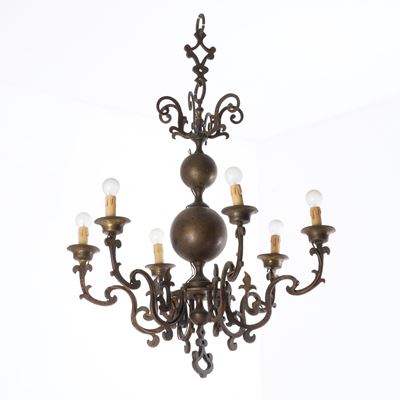 Lampadario in metallo in stile olandese, cm 90 x 90 x 104