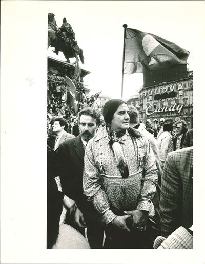 Senza titolo (Manifestazione internazionale per la Cambogia), stampa fotografia in bianco e nero