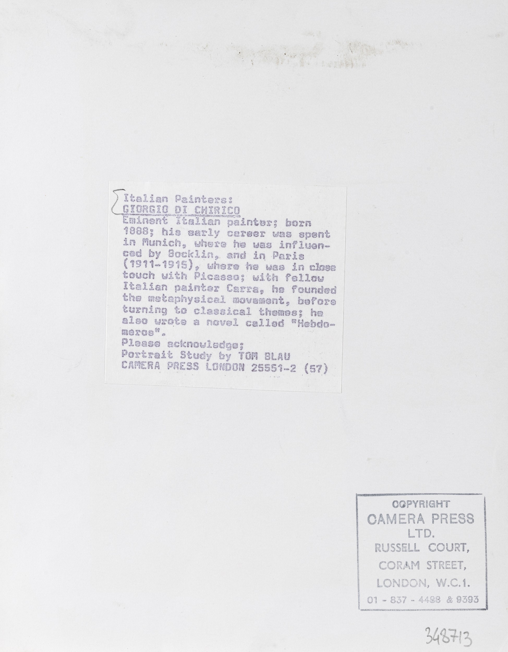 Ritratto di Giorgio de Chirico