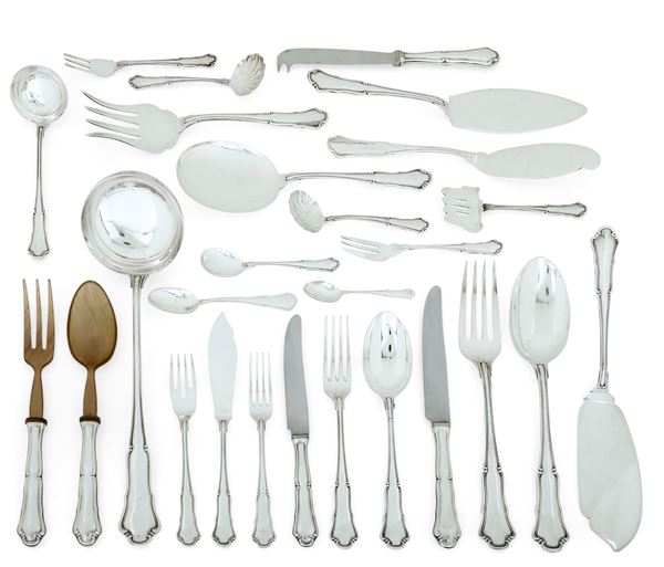 Servizio di posate. Argenteria italiana del XX secolo, argentiere Clementi, Bologna