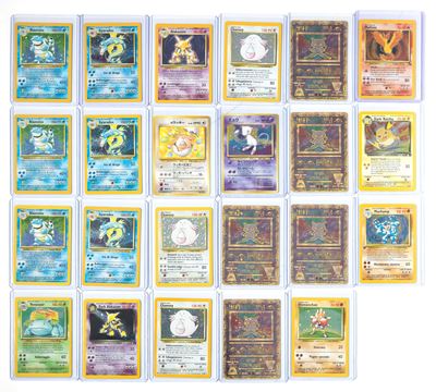 Lotto Misto di N.23 Carte Rare Sfuse Pokemon 1996-2000, Mixed Set Holo di 23 Carte Uk, Jap e Ita
