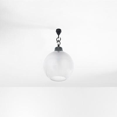 Lampada a sospensione mod. LC10, alluminio e vetro satinato