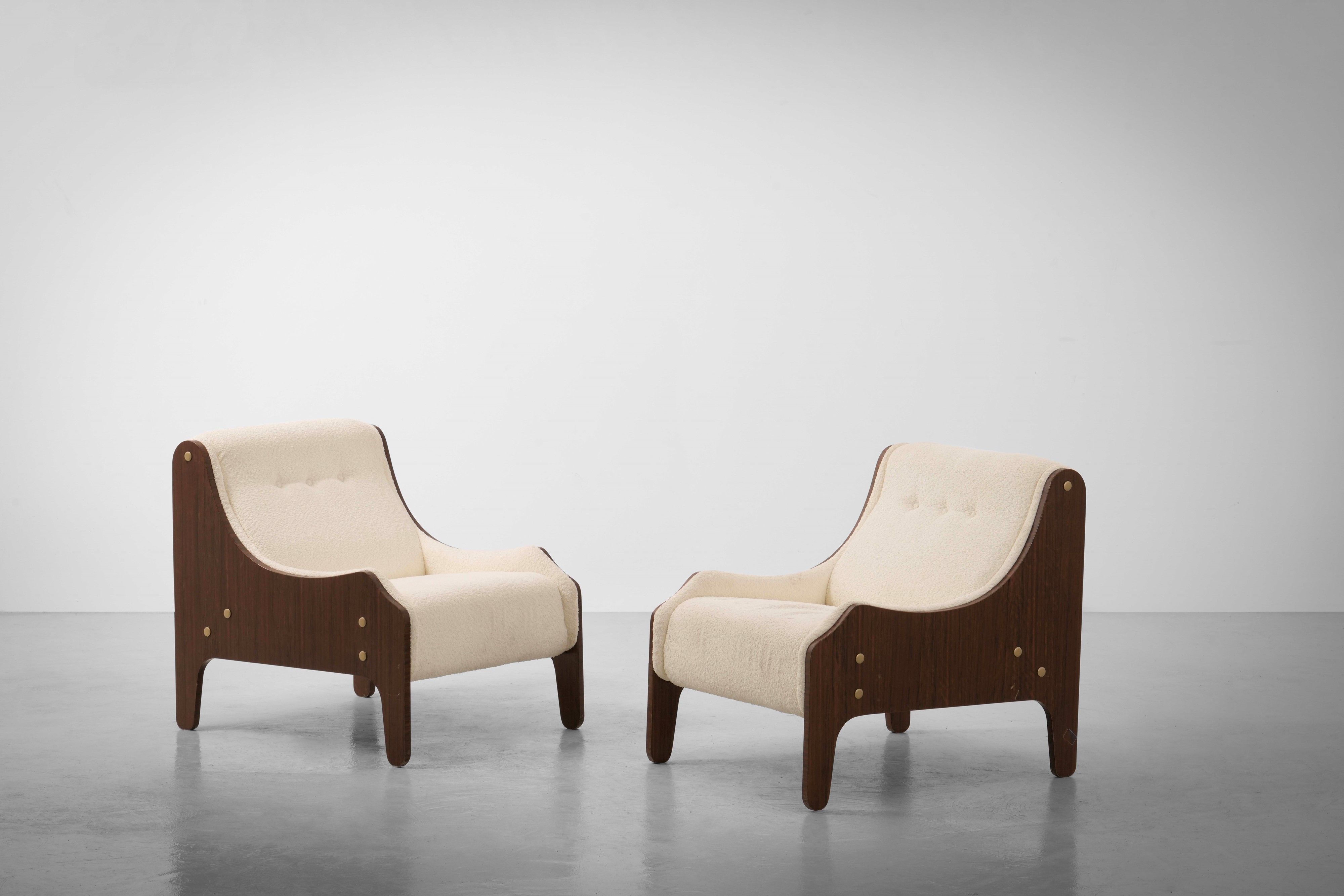 Marco Zanuso - Due poltrone mod. Milord, legno impiallacciato e tessuto