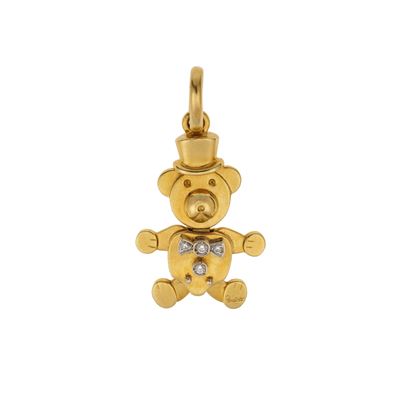 Pomellato, Pendente 'Orsetto con cilindro' in oro giallo 750/1000 con diamanti