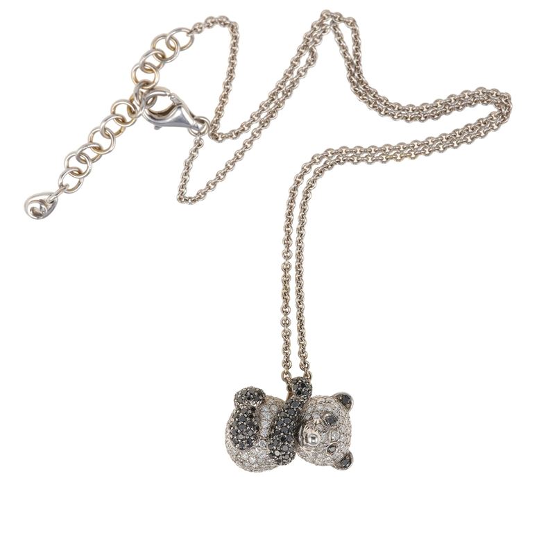 Cusi. Catenina con pendente "panda" con pavé di diamanti  - Asta Fine Jewellery - Cambi Casa d'Aste