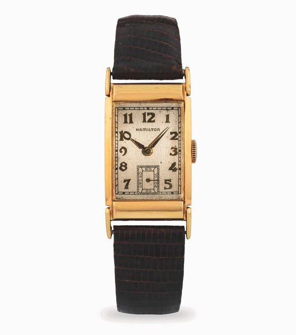 Gent’s 14k con indici arabi applicati, secondi al sei e incisione sul fondello, circa 1940