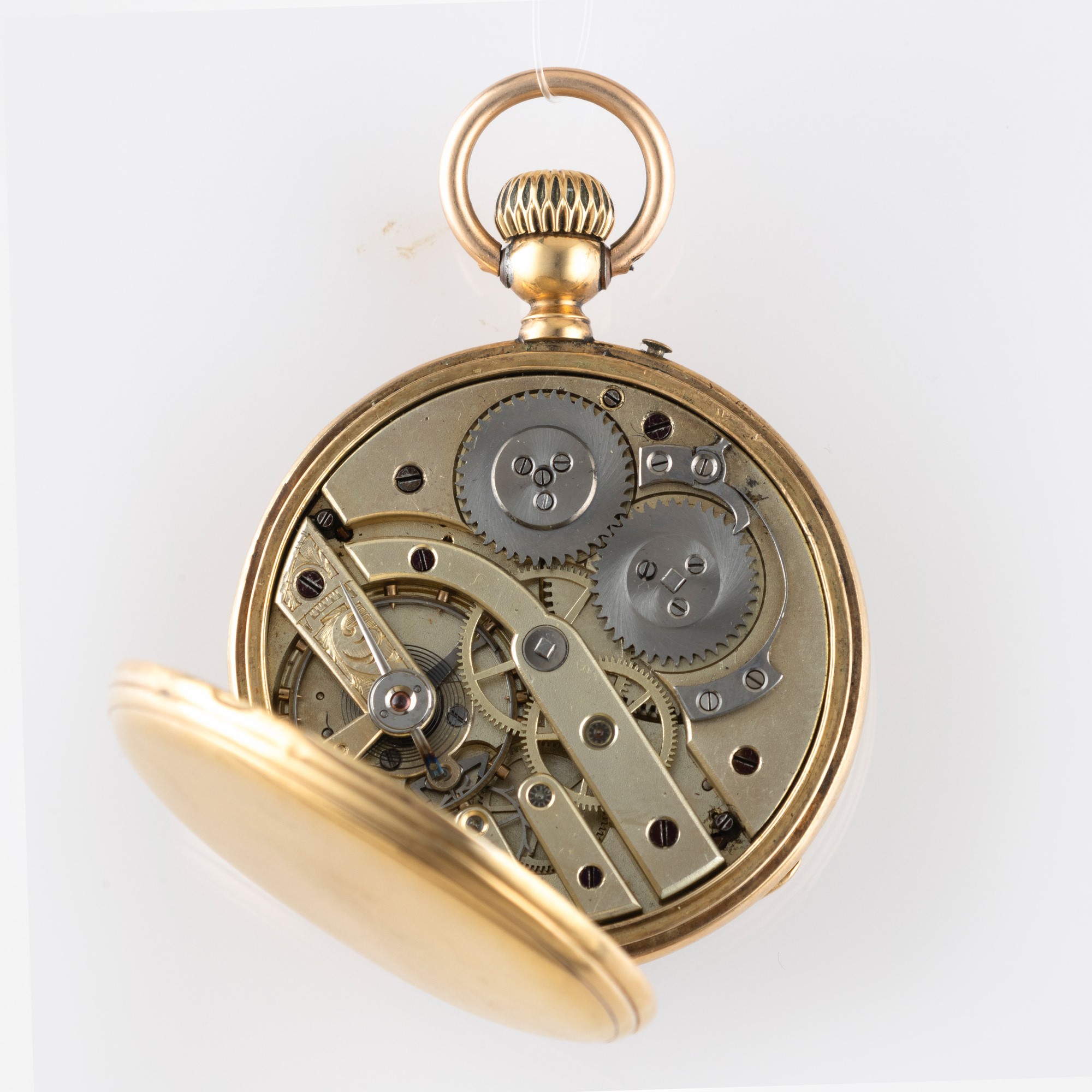 Orologio da tasca in oro giallo 18k con quadrante bianco e lancette Breguet, piccoli secondi al s...