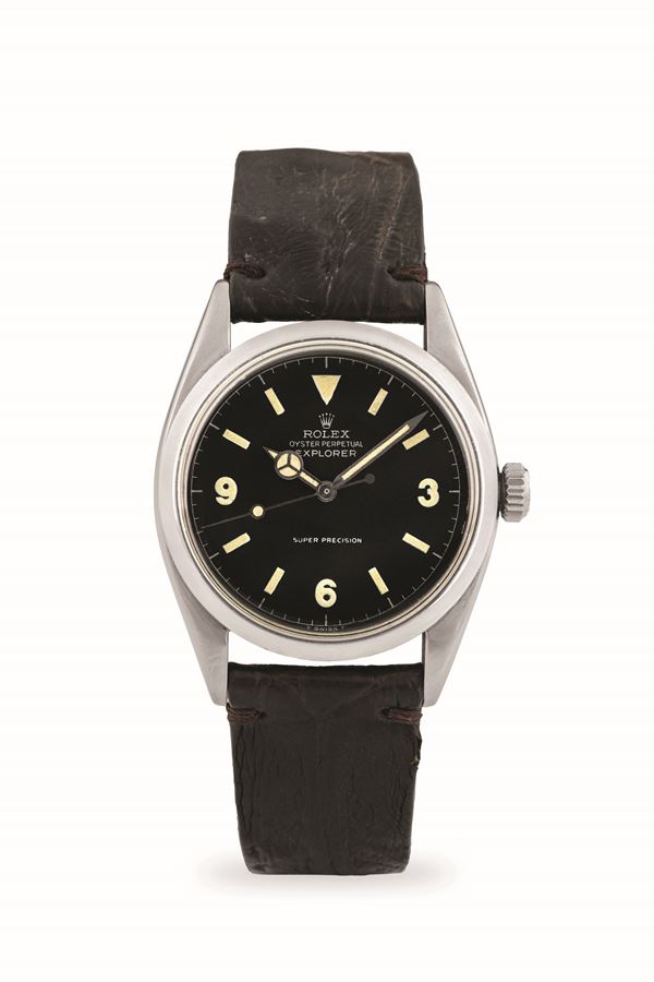 Rolex - Ovettone "Explorer" ref. 6298 in acciaio quadrante grafica argento, circa 1953