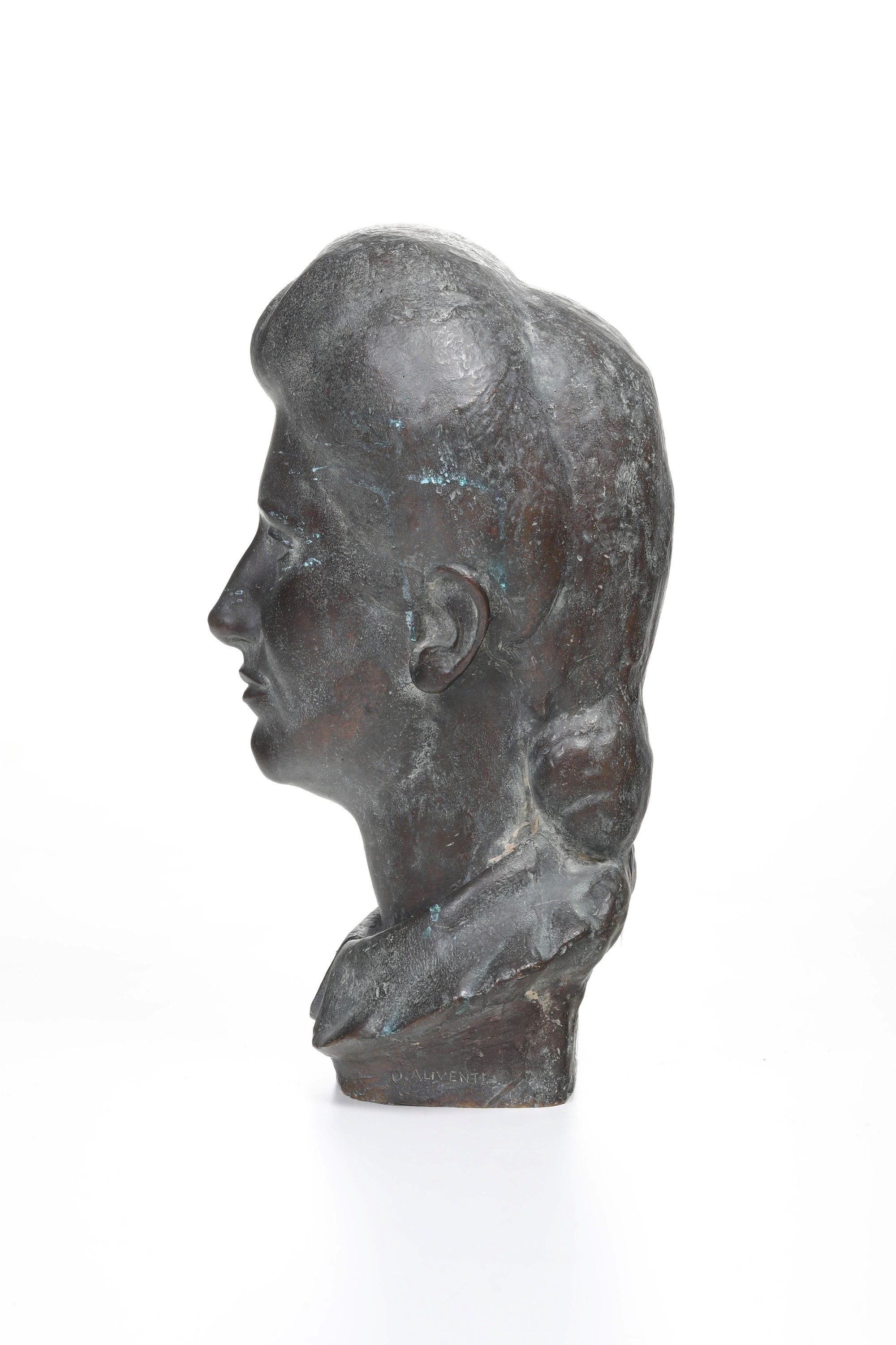 Oddo Aliventi - Testa femminile in bronzo fuso e patinato