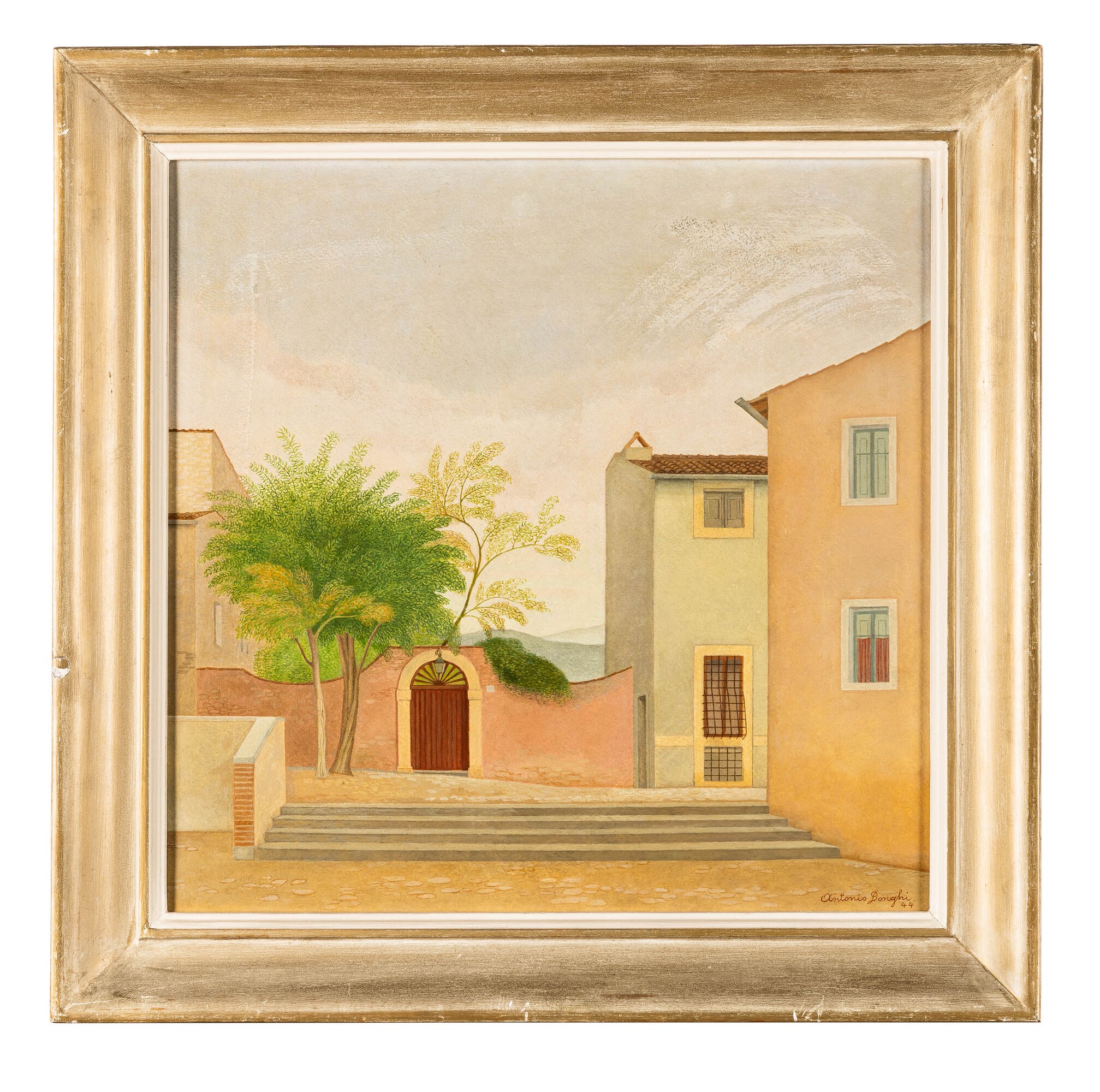 Antonio Donghi - Senza titolo (Paesaggio n. 3), olio su tavola