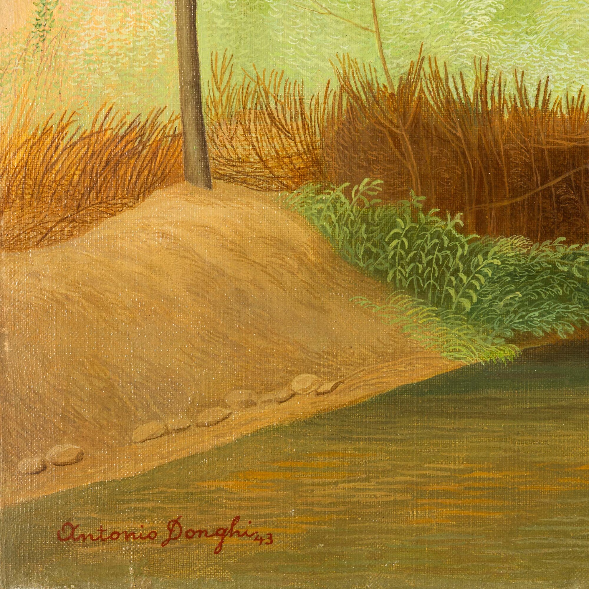 Antonio Donghi - Paesaggio, olio su tela