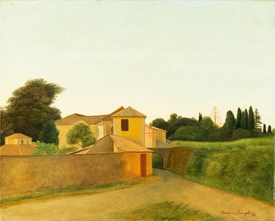 Paesaggio romano, olio su tela