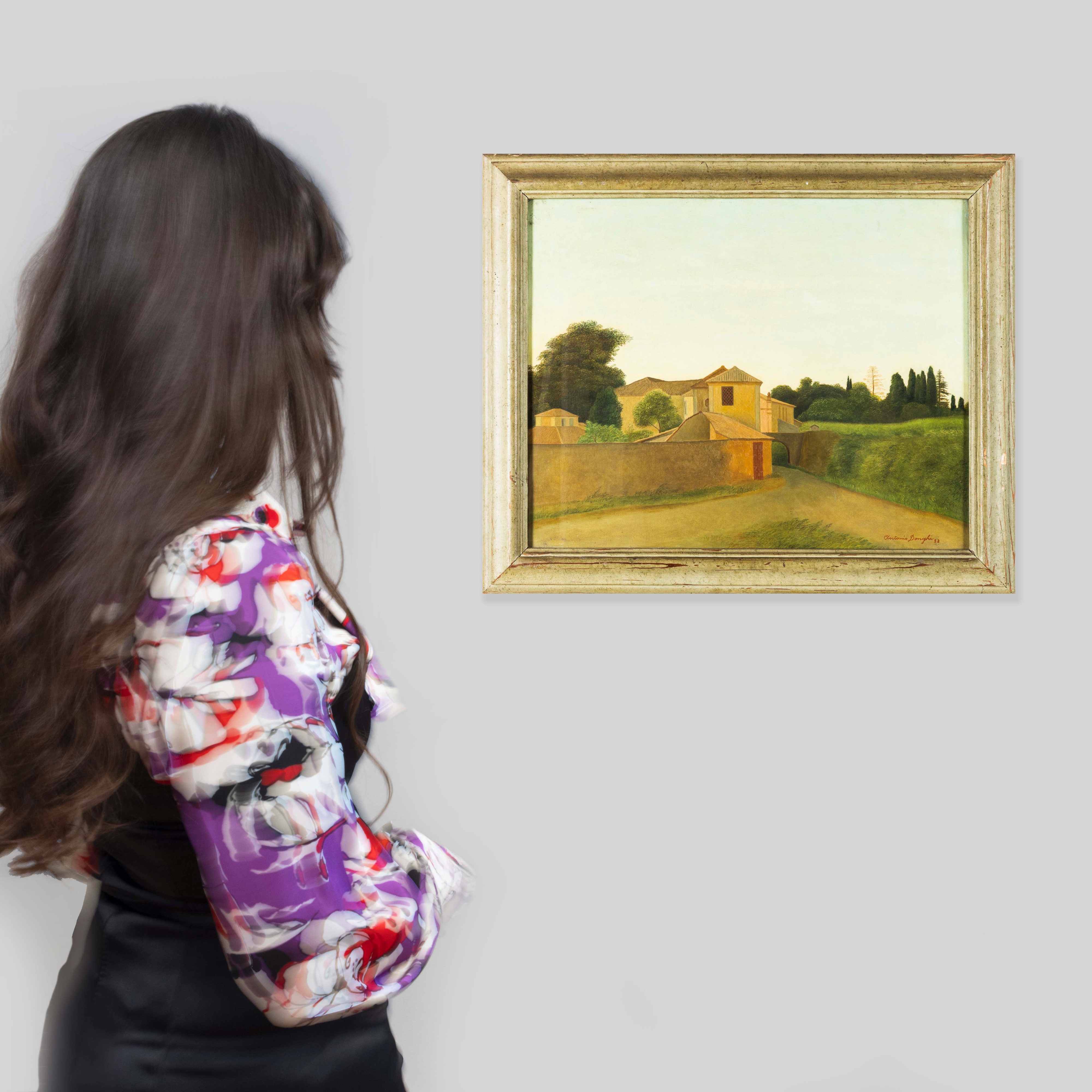 Antonio Donghi - Paesaggio romano, olio su tela