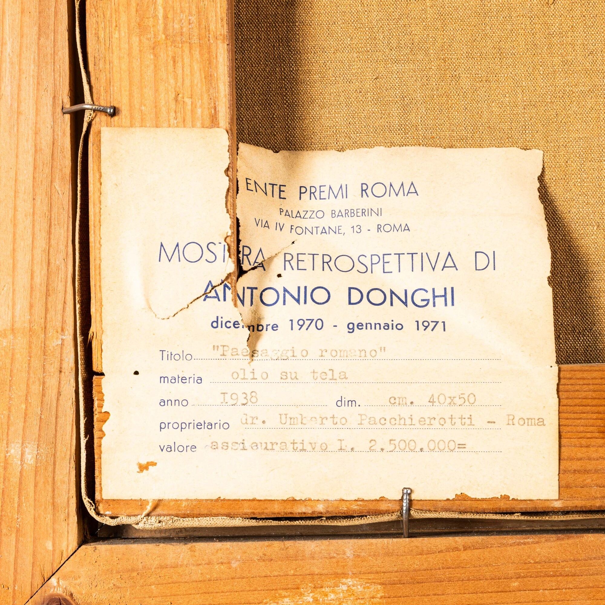 Antonio Donghi - Paesaggio romano, olio su tela