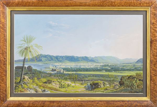Veduta di Palermo dalla Villa Belmonte<BR>