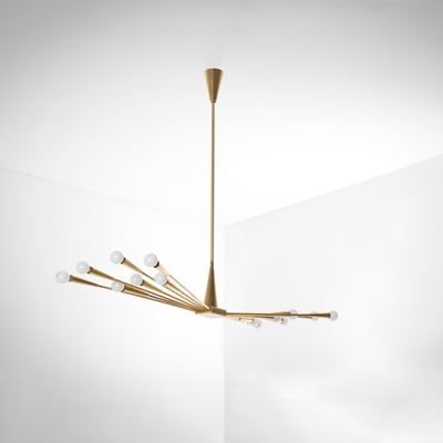 Lampada a sospensione in ottone, Italia, circa 1960