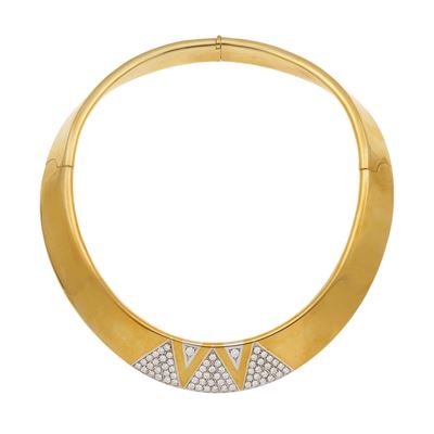 Girocollo semi rigido in oro giallo 750 con diamanti taglio brillante
