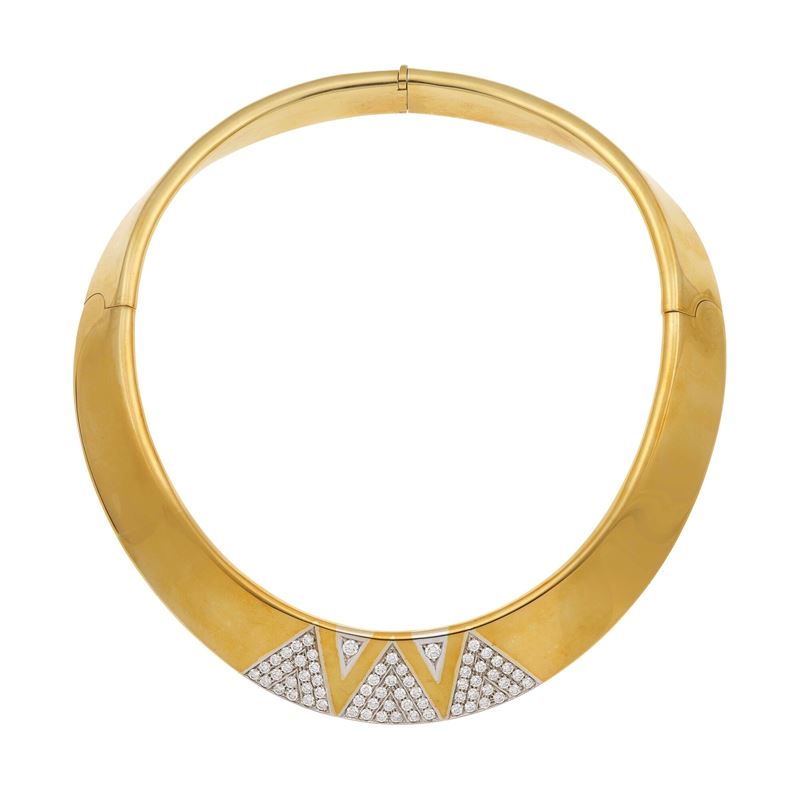 Brilliant-cut diamond ang gold necklace  - Auction Fine Jewellery - Cambi Casa d'Aste