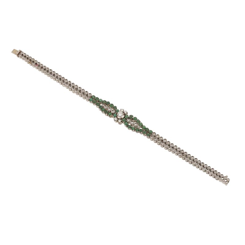 Diamond, emerald and gold bracelet  - Auction Fine Jewellery - Cambi Casa d'Aste